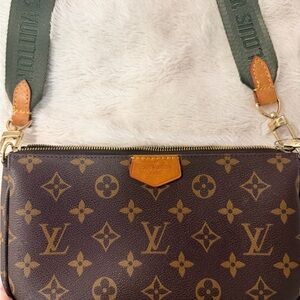 Louis Vuitton Monogram Crossbody Bag with Green Strap